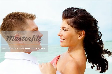 Portrait of a loving couple on the coastline