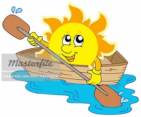 Sun in boat - vector illustration.