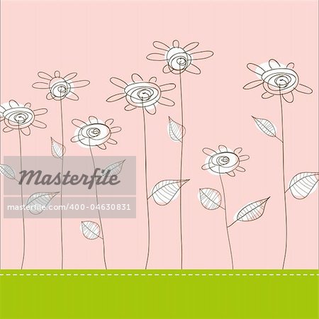 Illustration with simple flowers. Vector art