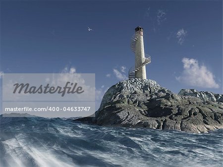 sea lighthouse landscape ( 3d rendering)