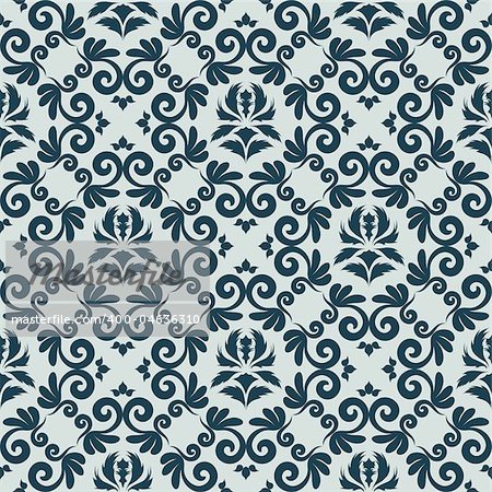 Damask seamless vector background.  For easy making seamless pattern just drag all group into swatches bar, and use it for filling any contours.