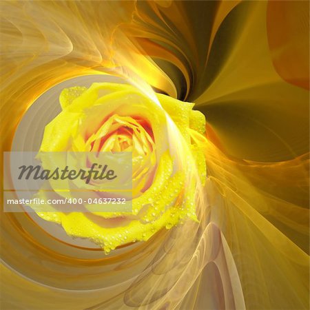 Abstract elegance background. Yellow - orange palette. Combined raster fractal graphics and photo.