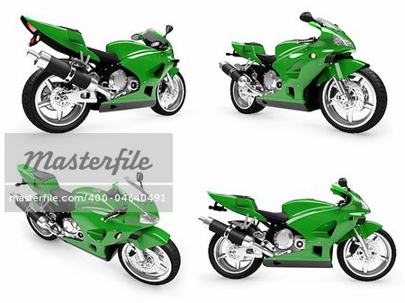 Isolated collection of bikes over white background