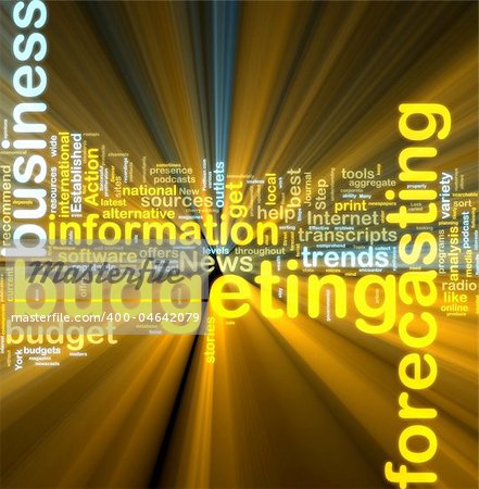 Word cloud tags concept illustration of financial budgeting glowing light effect