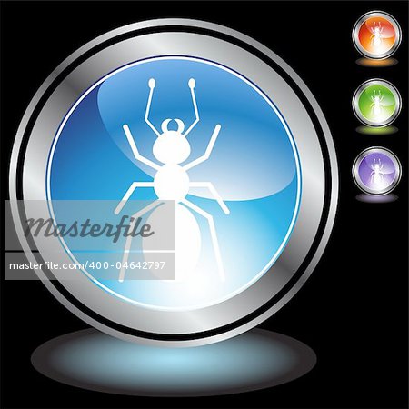 A set of 3D icon buttons in silver chrome - ant.