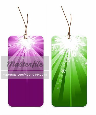 Christmas tags with snowflakes (blue and red version)