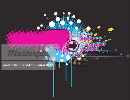 Vector illustration of blask urban background with grunge stained Design elements