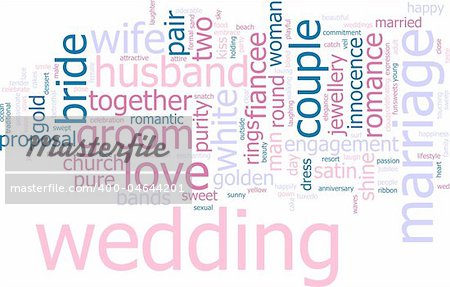 Word cloud concept illustration of wedding marriage