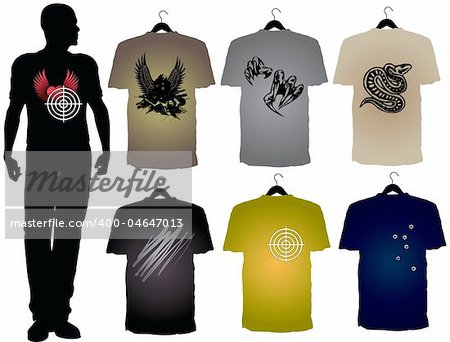 Template of Men's t-shirts with different signs