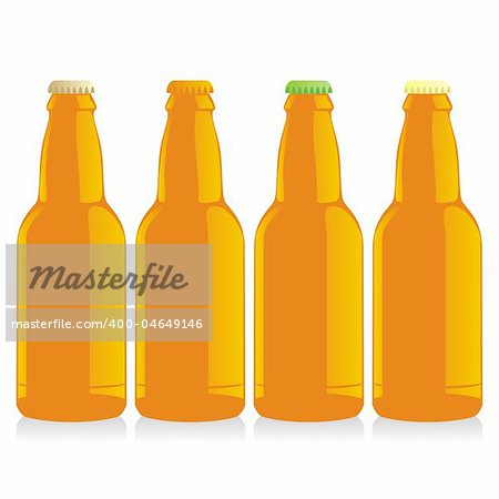 fully editable vector isolated bottles of different types of beer