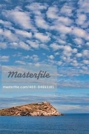 Kato Sounio and Poseidon's Temple in Attiki region, Greece seen from a distance