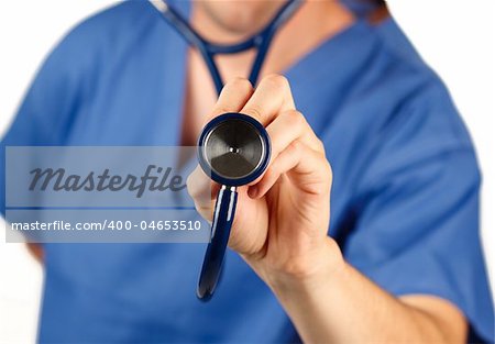 Close-up of a stethoscope hold by a doctor