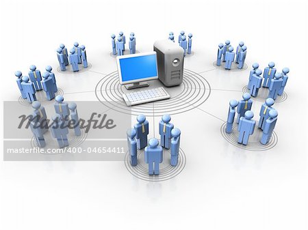 Conceptual people icons in a virtual network - 3d render