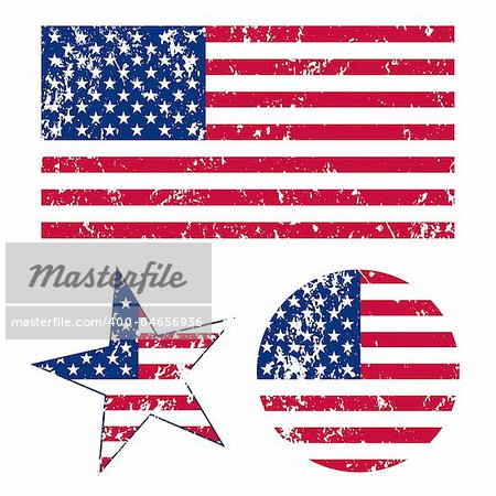 Grunge American flags vector illustration