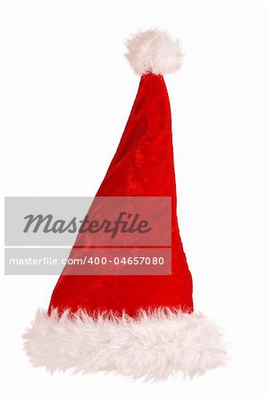 fine image of classic cap of santa claus isolated on white background