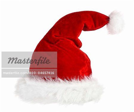 isolated classic red and white cap of santa claus