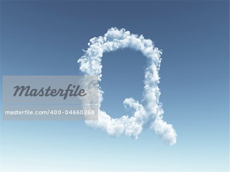 clouds forms the uppercase letter Q in the sky - 3d illustration