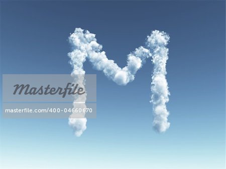 clouds forms the uppercase letter M in the sky - 3d illustration
