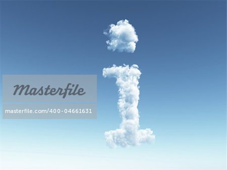 clouds make the shape of letter i in the sky - 3d illustration