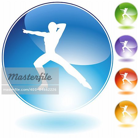 Male dancer crystal icon isolated on a white background.