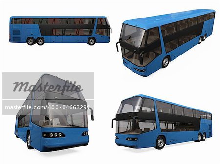 Isolated collection of blue bus