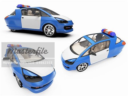 Isolated collection of concept police car