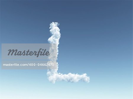 clouds forms the uppercase letter L in the sky - 3d illustration