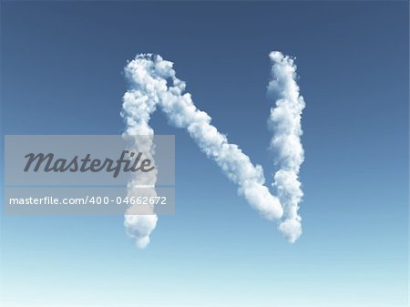 clouds forms the uppercase letter N in the sky - 3d illustration