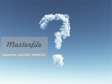 cloudy question mark in the sky - 3d illustration