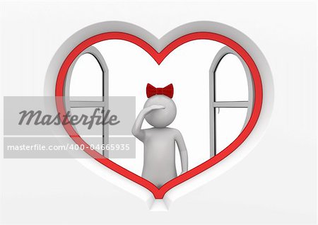 Girl looking for a boy (love, valentine day series; 3d isolated characters)