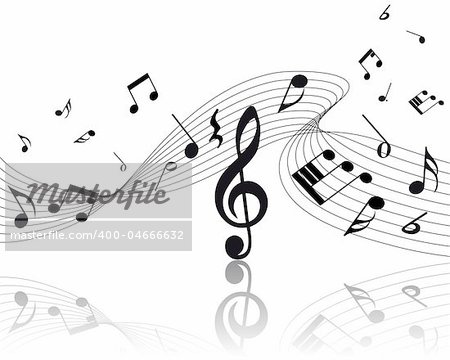 Vector musical notes staff background for design use