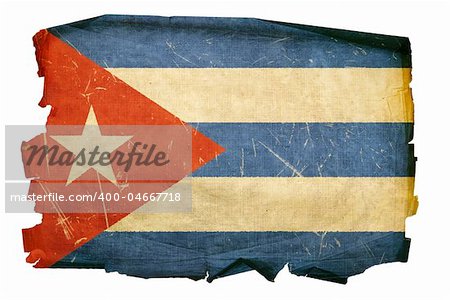 Cuba Flag old, isolated on white background.