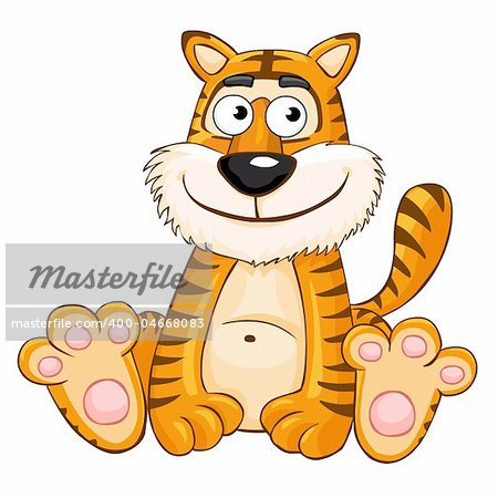 Illustration of fun tiger. Isolated on white background.