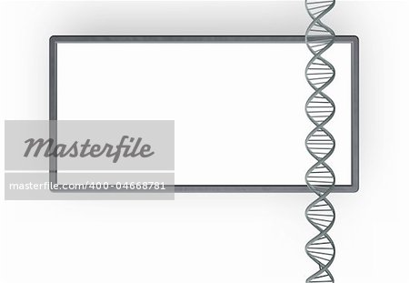 dna helix and blank sign on white background - 3d illustration