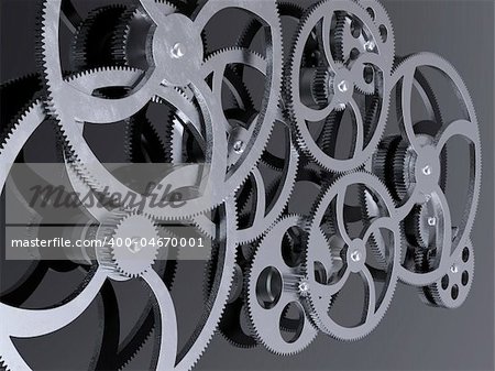3D rendering  steel gears