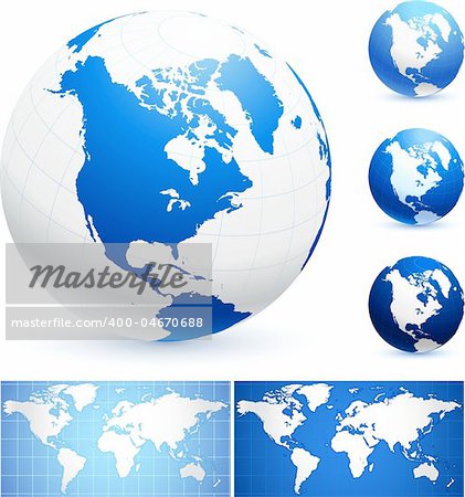 Globes and World Maps Original Vector Illustration Globes and Maps Ideal for Business Concepts