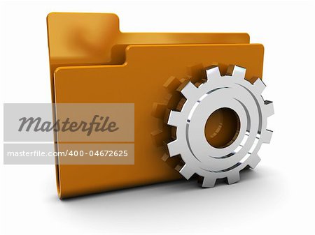 3d illustration of folder icon with gear wheel