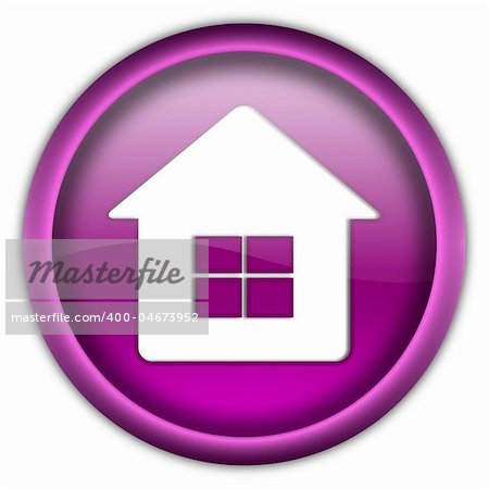 Home round glossy button isolated over white background