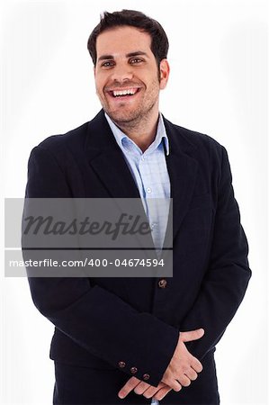 Handsome young business man smiling on a isolated white background