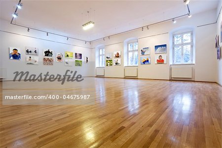 Empty art gallery view with pictures - all images from my portfolio
