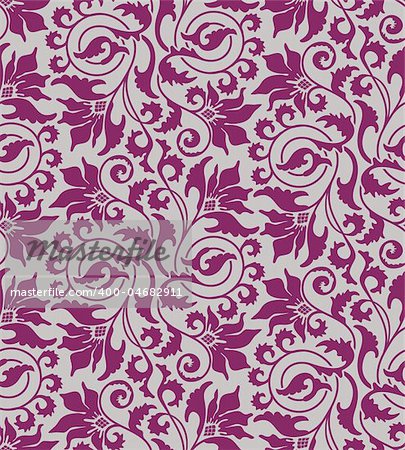 illustrstion drawing of beautiful purple seamless flower damask background