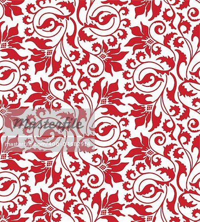 illustration drawing of red flower seamless pattern