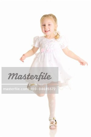 Little girl. Isolated over white.