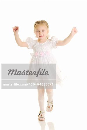 Little girl. Isolated over white.