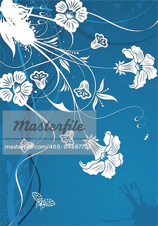 Grunge flower background with wave pattern, element for design, vector illustration