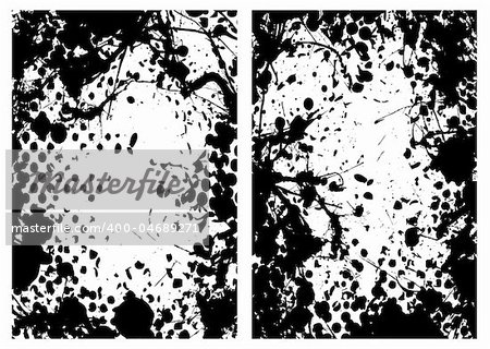 Black grunge ink splat border or frame with halftone dot