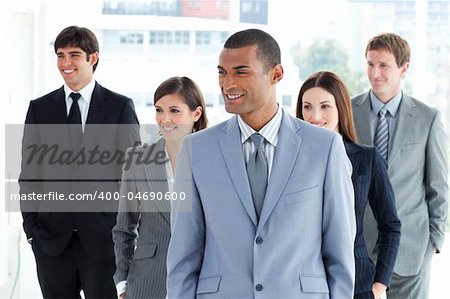 Portrait of a positive business team in a company