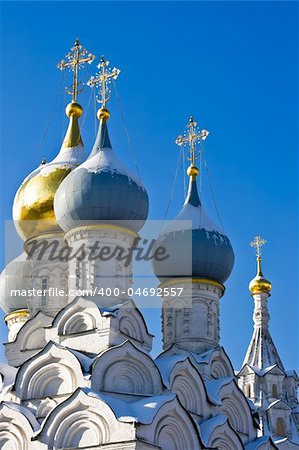 Orthodox Church domes and golden corsses, Moscow
