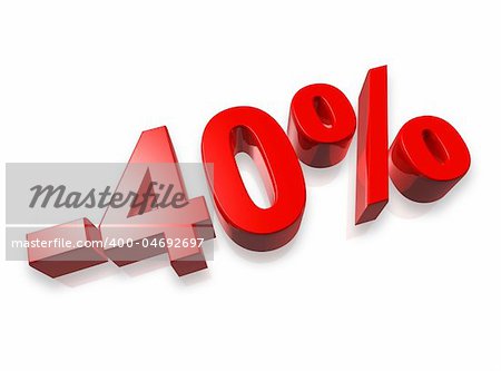 forty percent 3D number isolated on white - 40%