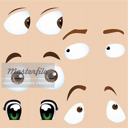 Set of 5 cartoon eyes. Editable Vector Illustration